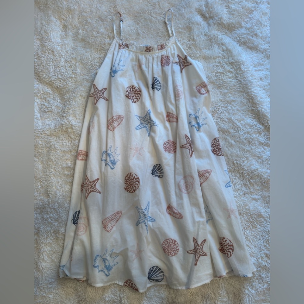 LOFT Cream Midi Dress with Nautical Print